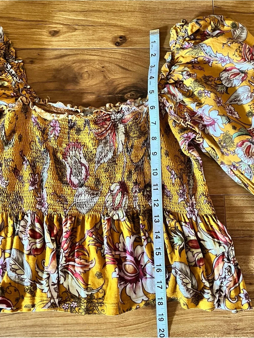 Anthropolgie Smocked Sweetheart Floral Blouse Large